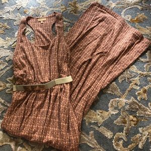 Orange/Tan Printed Maxi Dress